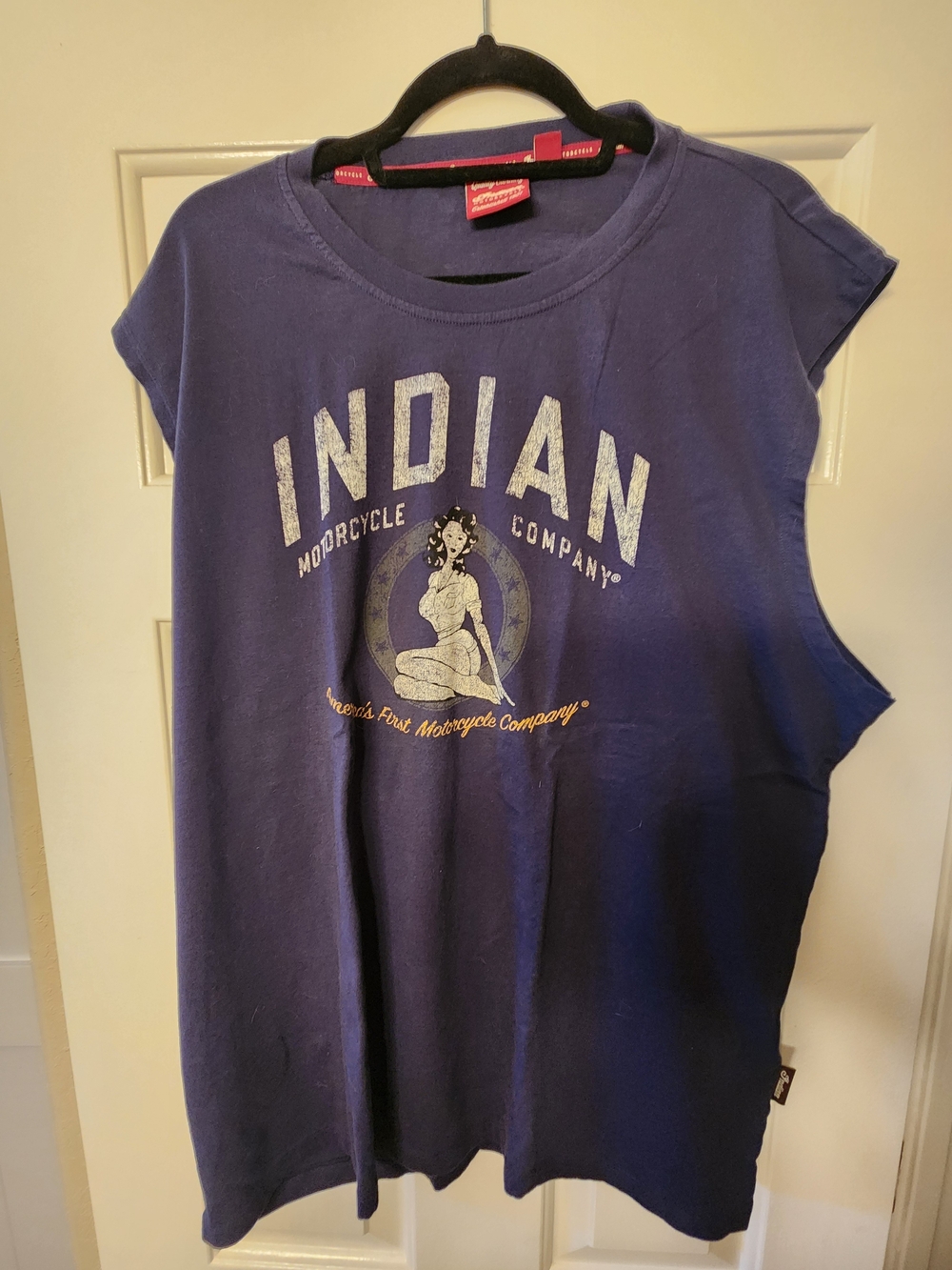 Mens Sleeveless Indian Motorcycle Tshirt XL Navy Blue!